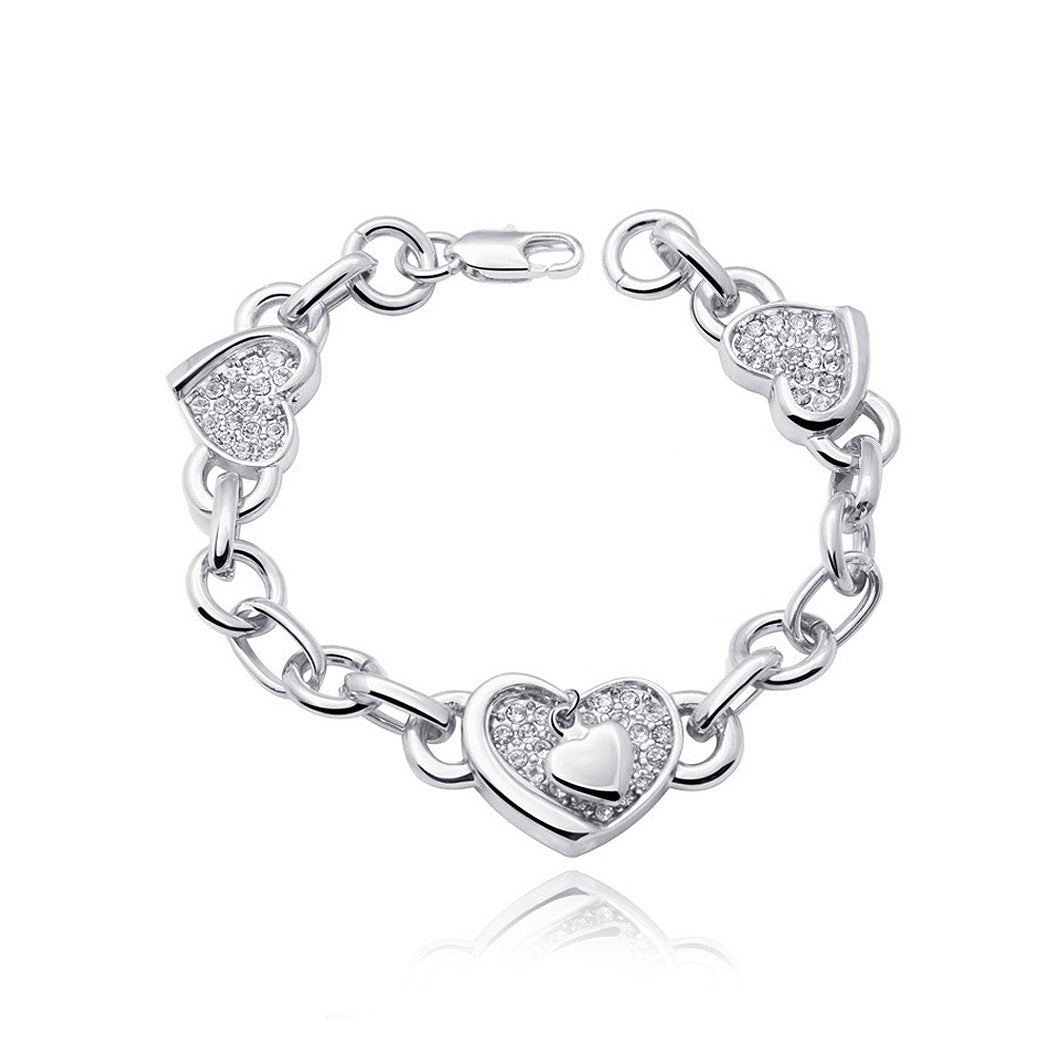 Valentine's Heart Bracelet with White Austrian Element Crystal
