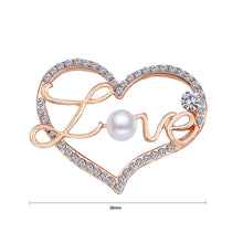 Load image into Gallery viewer, Fashion Valentine&#39;s Gold Heart Brooch with Austrian Element Crystal and Fashion Pearl