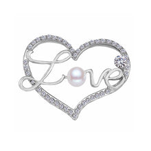 Load image into Gallery viewer, Fashion Valentine&#39;s Silver Heart Brooch with Austrian Element Crystal and Fashion Pearl