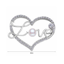 Load image into Gallery viewer, Fashion Valentine&#39;s Silver Heart Brooch with Austrian Element Crystal and Fashion Pearl