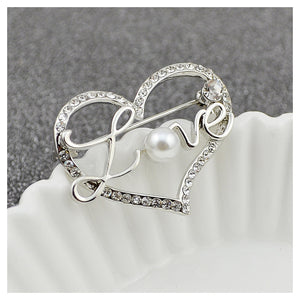 Fashion Valentine's Silver Heart Brooch with Austrian Element Crystal and Fashion Pearl
