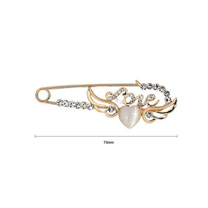 Valentine Heart Wings Brooch with White Austrian Element Crystal
