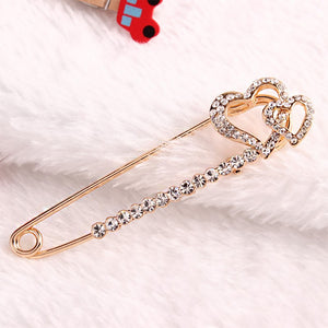 Valentine Double Heart Brooch with White Austrian Element Crystal