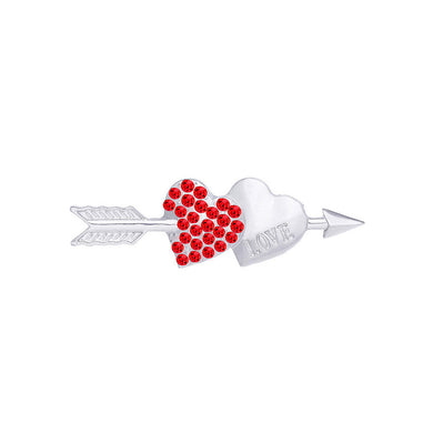 Valentine Double Heart Brooch with Red Austrian Element Crystal