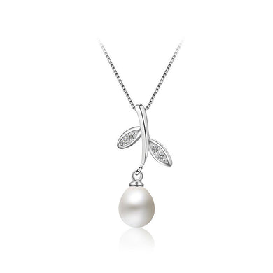 925 Sterling Silver Mother's Day Leaves Pendant with Fashion Pearl and Necklace