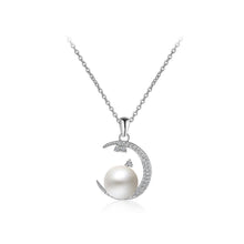 Load image into Gallery viewer, 925 Sterling Silver Mother&#39;s Day Moon Pearl Pendant with Cubic Zircon and Necklace
