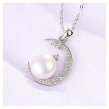 Load image into Gallery viewer, 925 Sterling Silver Mother&#39;s Day Moon Pearl Pendant with Cubic Zircon and Necklace