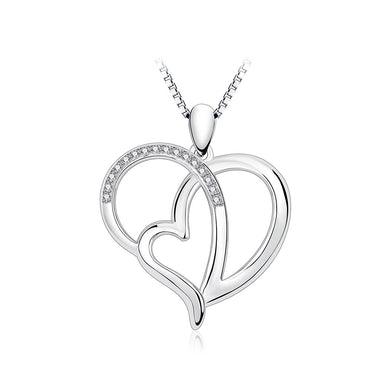 925 Sterling Silver Mother's Day Heart Pendant with Austrian Element Crystal and Necklace