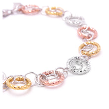 Load image into Gallery viewer, Italian Rose Yellow White Tri-color 925 Sterling Silver Bracelet