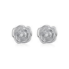 Load image into Gallery viewer, 925 Sterling Silver Mothers Day Flower Stud Earrings  with White Cubic Zircon