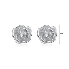 Load image into Gallery viewer, 925 Sterling Silver Mothers Day Flower Stud Earrings  with White Cubic Zircon