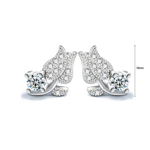 925 Sterling Silver Mother's Day Rose Stud Earrings with Cubic Zircon