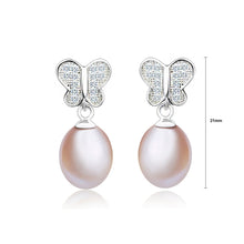 Load image into Gallery viewer, 925 Sterling Silver Mother&#39;s Day Butterfly Fashion Pearl Earrings