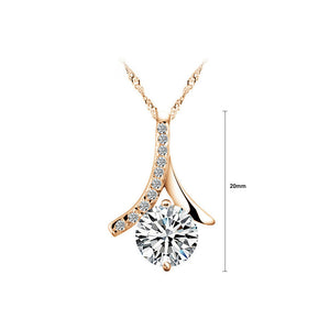 Plated Rose Gold Mothers Day Pendant with Austrian Element Crystal and Necklace