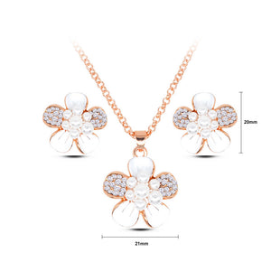 Fashion Mother's Day Flower Pendant Necklace and Earrings with Fashion Pearls