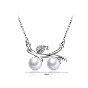 925 Sterling Silver Mother's Day Leaf Freshwater Pearl Necklace