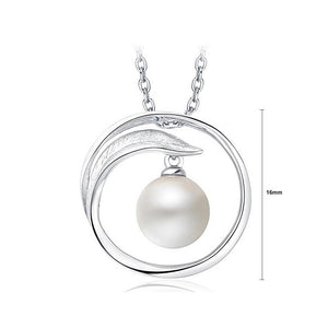 925 Sterling Silver Mother's Day Leaf Pearl Pendant with Necklace