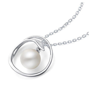 925 Sterling Silver Mother's Day Leaf Pearl Pendant with Necklace