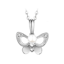 Load image into Gallery viewer, 925 Sterling Silver Mothers Day Butterfly Pearl Pendant with Necklace