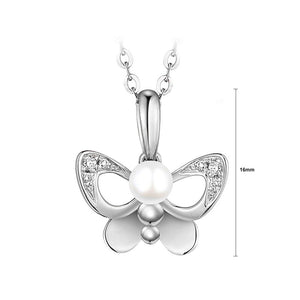 925 Sterling Silver Mothers Day Butterfly Pearl Pendant with Necklace