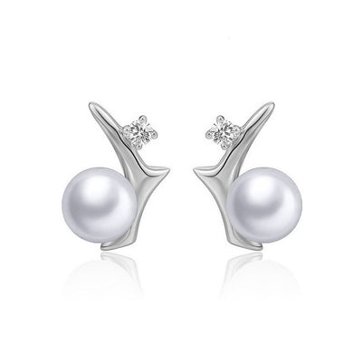 925 Sterling Silver Mother's Day Fashion Pearl Stud Earrings