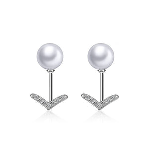 925 Sterling Silver Mother's Day Fashion Pearl Stud Earrings