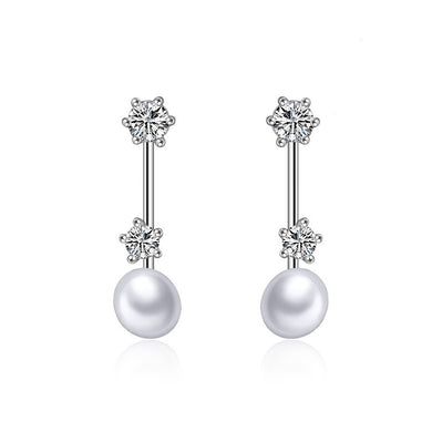 925 Sterling Silver Mother's Day Fashion Pearl Earrings