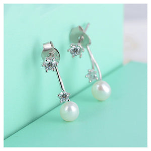925 Sterling Silver Mother's Day Fashion Pearl Earrings