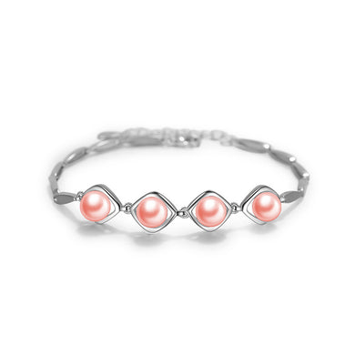 925 Sterling Silver Mother's Day Pink Freshwater Pearl Bracelet