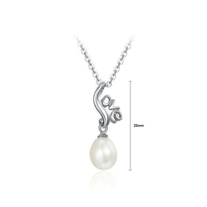 925 Sterling Silver Mother's Day LOVE Freshwater Pearl Pendant with Necklace
