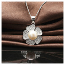 Load image into Gallery viewer, 925 Sterling Silver Flower Freshwater Pearl Pendant with Necklace