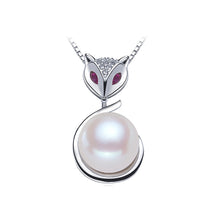 Load image into Gallery viewer, 925 Sterling Silver Fox Pendant with Freshwater Pearl and Necklace