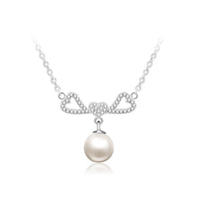 Load image into Gallery viewer, 925 Sterling Silver Heart Necklace with Freshwater Pearl and Austrian Element Crystal