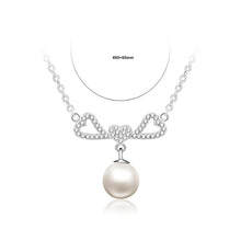 Load image into Gallery viewer, 925 Sterling Silver Heart Necklace with Freshwater Pearl and Austrian Element Crystal
