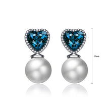 Load image into Gallery viewer, 925 Sterling Silver Heart Earrings with Austrian Element Crystal and Freshwater Pearl