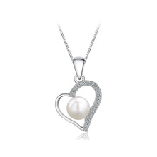 Load image into Gallery viewer, 925 Sterling Silver Heart Pendant with Freshwater Pearl and Necklace
