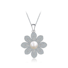 Load image into Gallery viewer, 925 Sterling Silver Flower Pendant with Freshwater Pearl and Necklace