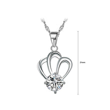 Load image into Gallery viewer, Simple Crown Pendant with White Austrian Element Crystal and Necklace