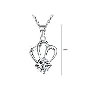 Simple Crown Pendant with White Austrian Element Crystal and Necklace