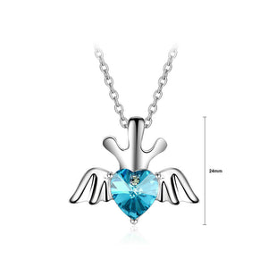 Fashion Crown Pendant with Blue Austrian Element Crystal and Necklace