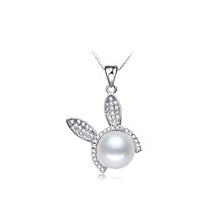 Load image into Gallery viewer, 925 Sterling Silver Rabbit Pendant with Freshwater Pearl and Necklace