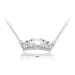 925 Sterling Silver Crown Necklace with Freshwater Pearl