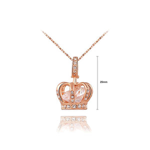 Plated Rose Gold Crown Pendant with Cubic Zircon and Necklace
