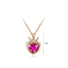 Load image into Gallery viewer, Fashion Crown Pendant with Rose Red Austrian Element Crystal and Necklace