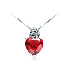 Load image into Gallery viewer, 925 Sterling Silver Crown Pendant with Red Austrian Element Crystal and Necklace