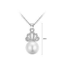 Load image into Gallery viewer, 925 Sterling Silver Crown Pendant with Fashion Pearl and Necklace