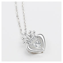 Load image into Gallery viewer, 925 Sterling Silver Heart Crown Pendant with Cubic Zircon and Necklace