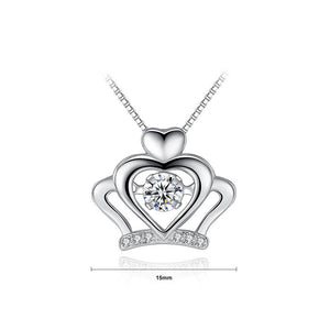 925 Sterling Silver Crown Pendant with White Cubic Zircon and Necklace