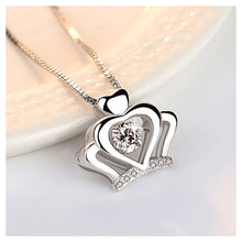 Load image into Gallery viewer, 925 Sterling Silver Crown Pendant with White Cubic Zircon and Necklace