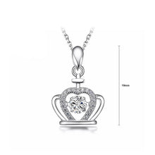 Load image into Gallery viewer, 925 Sterling Silver Crown Pendant with White Cubic Zircon and Necklace